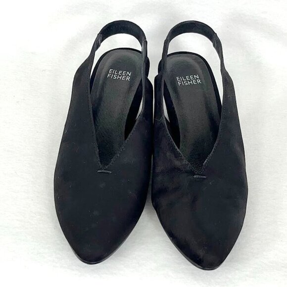 Eileen Fisher Gatwick Nubuck Slingback Pumps Preppy Old Money Minimalist 7.5M - Picture 6 of 9